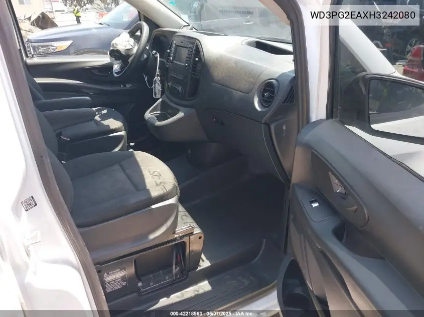 2017 Mercedes-Benz Metris VIN: WD3PG2EAXH3242080 Lot: 42218563