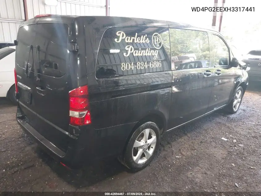 2017 Mercedes-Benz Metris VIN: WD4PG2EEXH3317441 Lot: 42694467