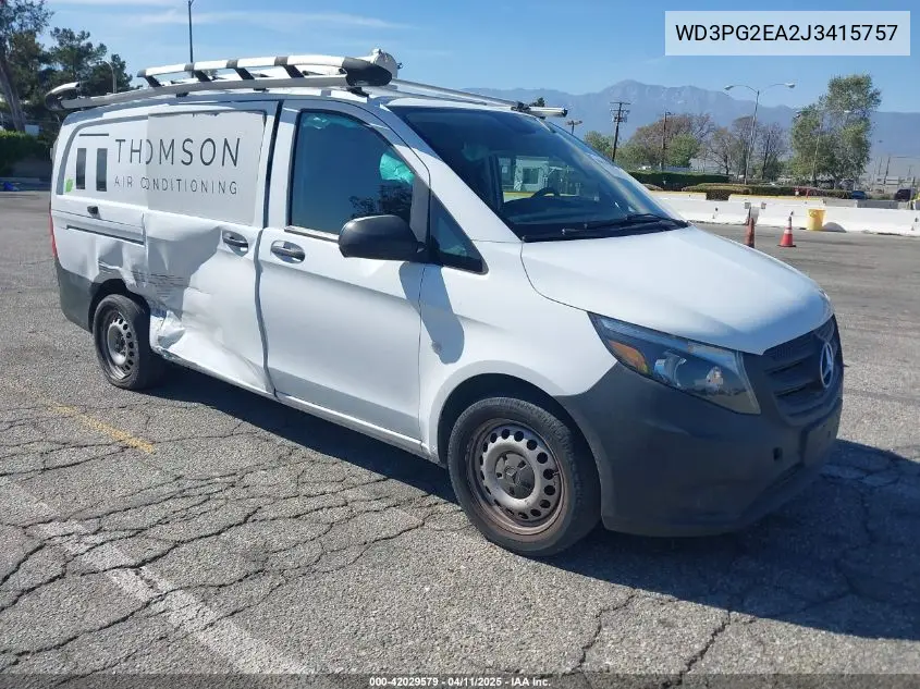 2018 Mercedes-Benz Metris VIN: WD3PG2EA2J3415757 Lot: 42029579