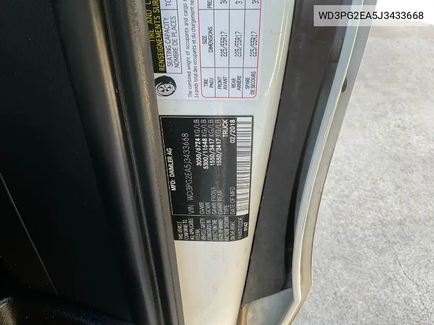 wd3pg2ea5j3433668 WD3PG2EA5J3433668 2018 Mercedes-Benz Metris