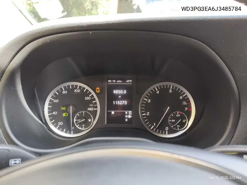 2018 Mercedes-Benz Metris VIN: WD3PG3EA6J3485784 Lot: 42258816