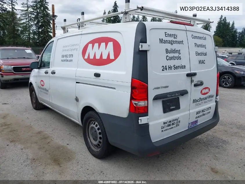 2018 Mercedes-Benz Metris VIN: WD3PG2EA3J3414388 Lot: 42691802