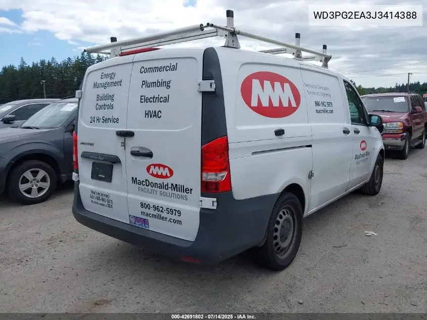 2018 Mercedes-Benz Metris VIN: WD3PG2EA3J3414388 Lot: 42691802