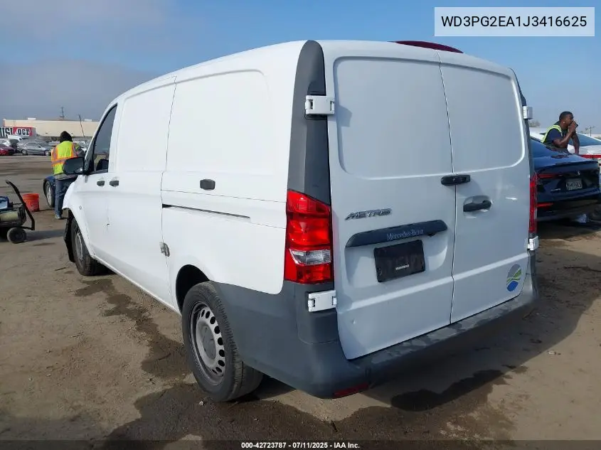 2018 Mercedes-Benz Metris VIN: WD3PG2EA1J3416625 Lot: 42723787