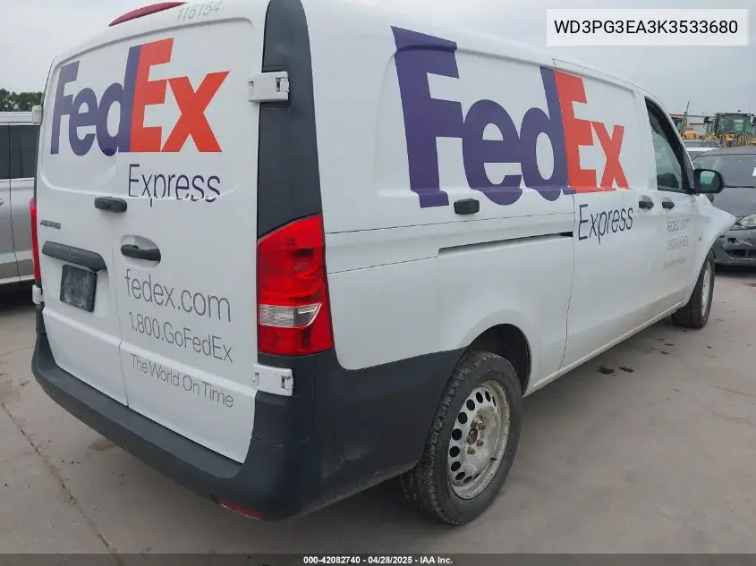 2019 Mercedes-Benz Metris VIN: WD3PG3EA3K3533680 Lot: 42082740