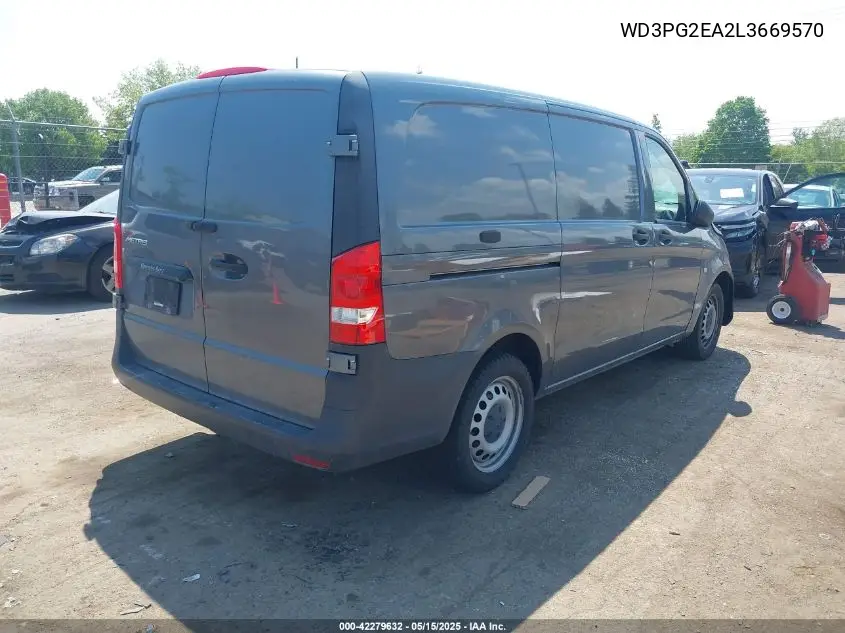 2020 Mercedes-Benz Metris VIN: WD3PG2EA2L3669570 Lot: 42279632