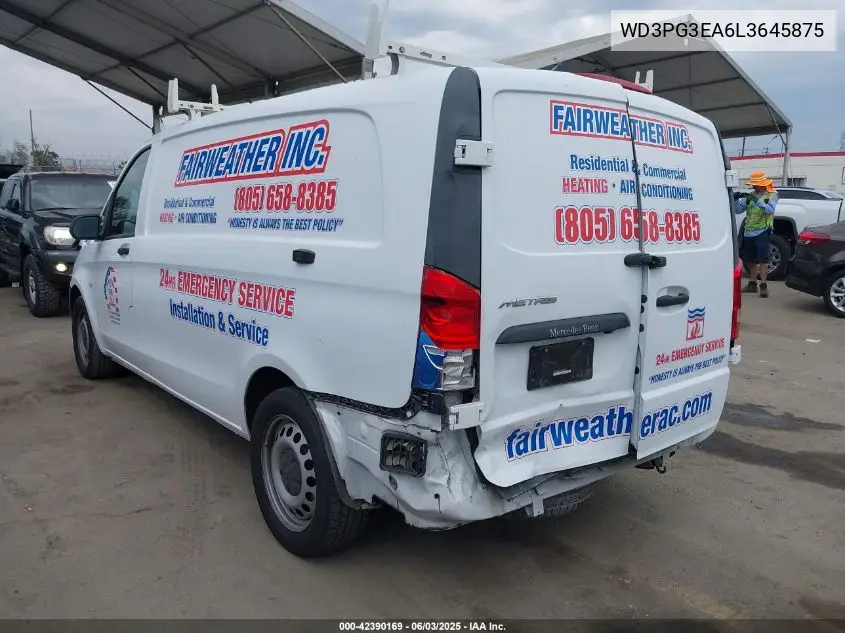 2020 Mercedes-Benz Metris VIN: WD3PG3EA6L3645875 Lot: 42390169