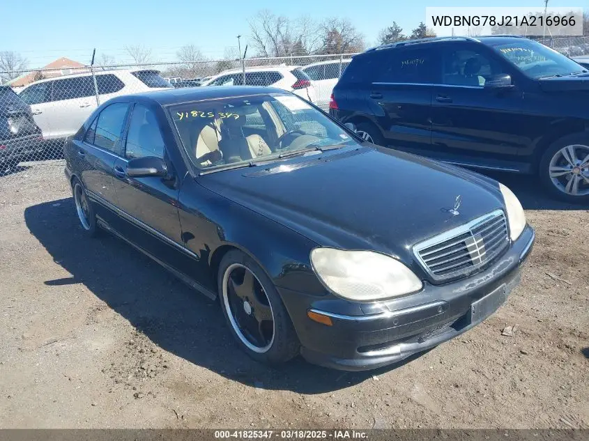 2001 Mercedes-Benz S 600 VIN: WDBNG78J21A216966 Lot: 41825347
