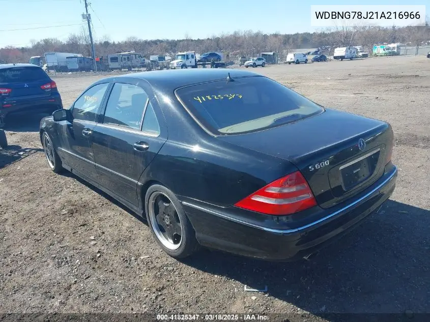2001 Mercedes-Benz S 600 VIN: WDBNG78J21A216966 Lot: 41825347