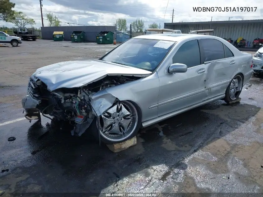 2001 Mercedes-Benz S 430 VIN: WDBNG70J51A197017 Lot: 41936977