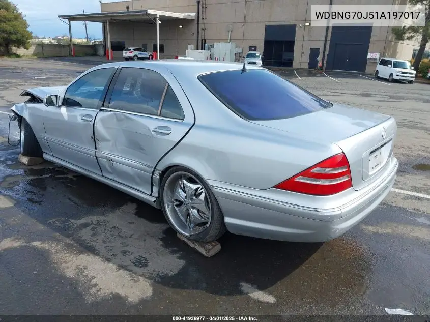 2001 Mercedes-Benz S 430 VIN: WDBNG70J51A197017 Lot: 41936977