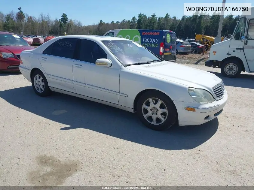 2001 Mercedes-Benz S 430 VIN: WDBNG70J81A166750 Lot: 42168436