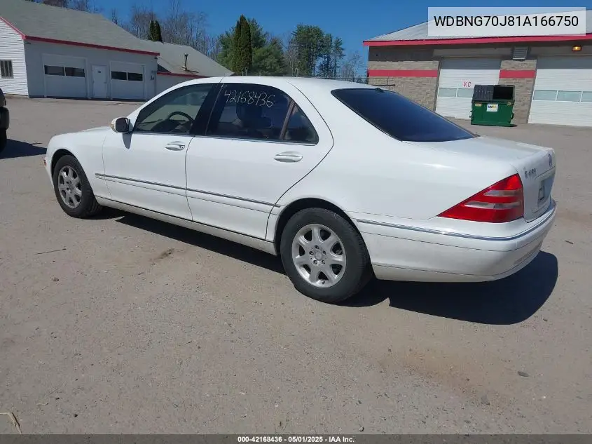 2001 Mercedes-Benz S 430 VIN: WDBNG70J81A166750 Lot: 42168436