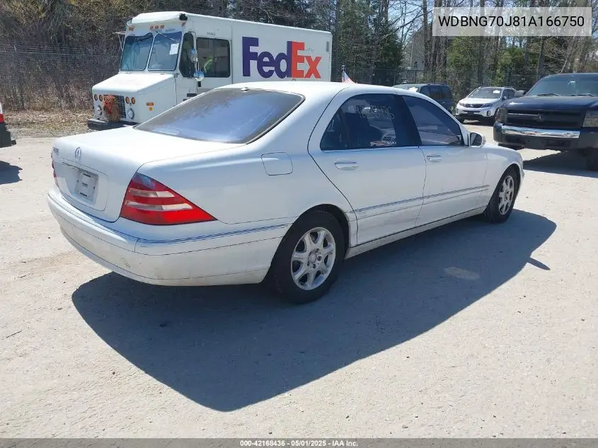 2001 Mercedes-Benz S 430 VIN: WDBNG70J81A166750 Lot: 42168436