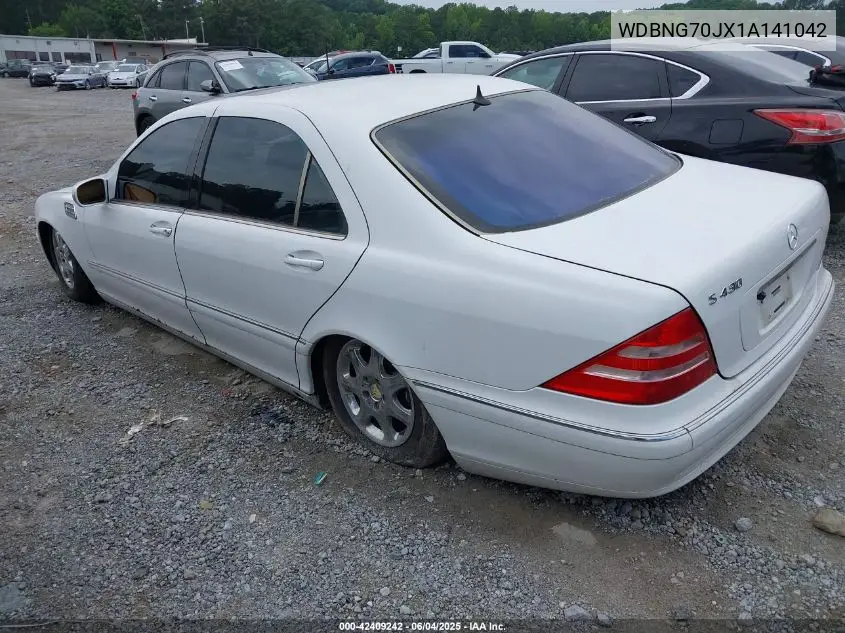 2001 Mercedes-Benz S 430 VIN: WDBNG70JX1A141042 Lot: 42409242