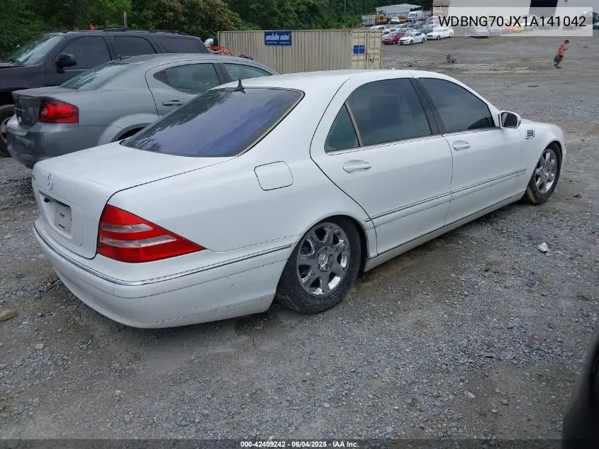2001 Mercedes-Benz S 430 VIN: WDBNG70JX1A141042 Lot: 42409242