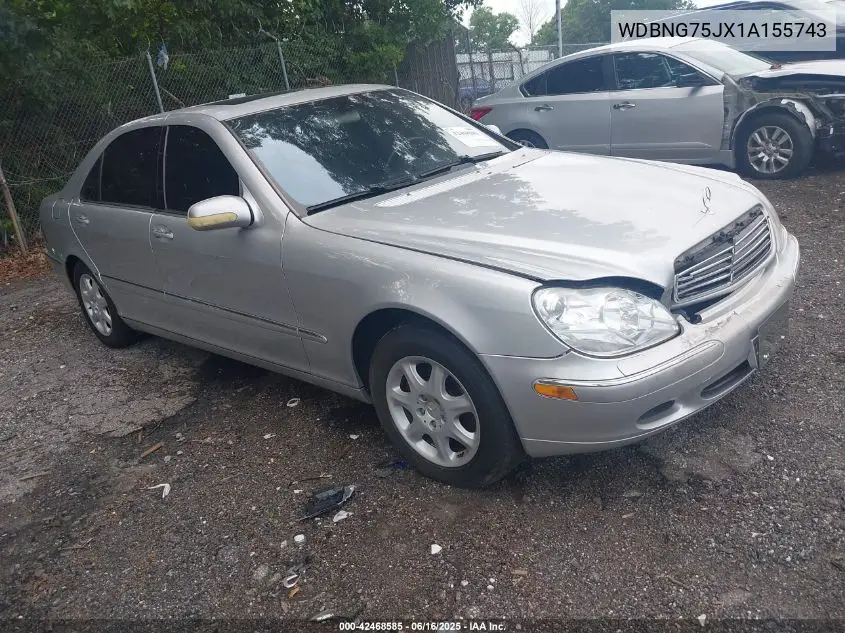 2001 Mercedes-Benz S 500 VIN: WDBNG75JX1A155743 Lot: 42468585