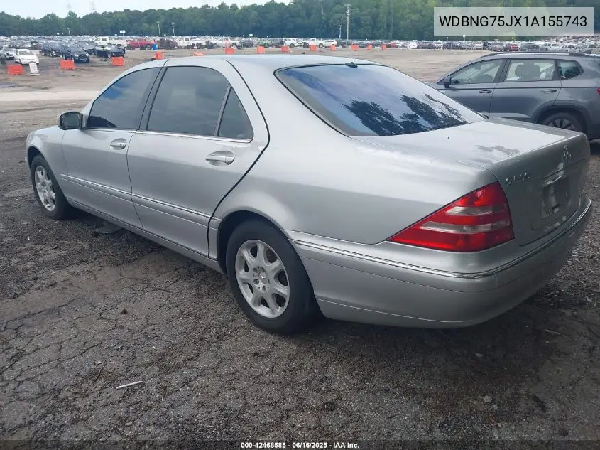2001 Mercedes-Benz S 500 VIN: WDBNG75JX1A155743 Lot: 42468585