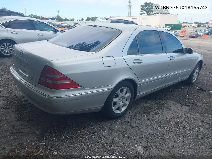2001 Mercedes-Benz S 500 VIN: WDBNG75JX1A155743 Lot: 42468585