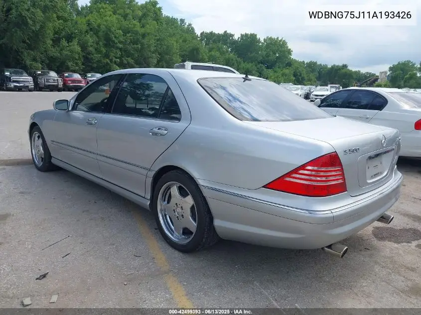 2001 Mercedes-Benz S 500 VIN: WDBNG75J11A193426 Lot: 42499393