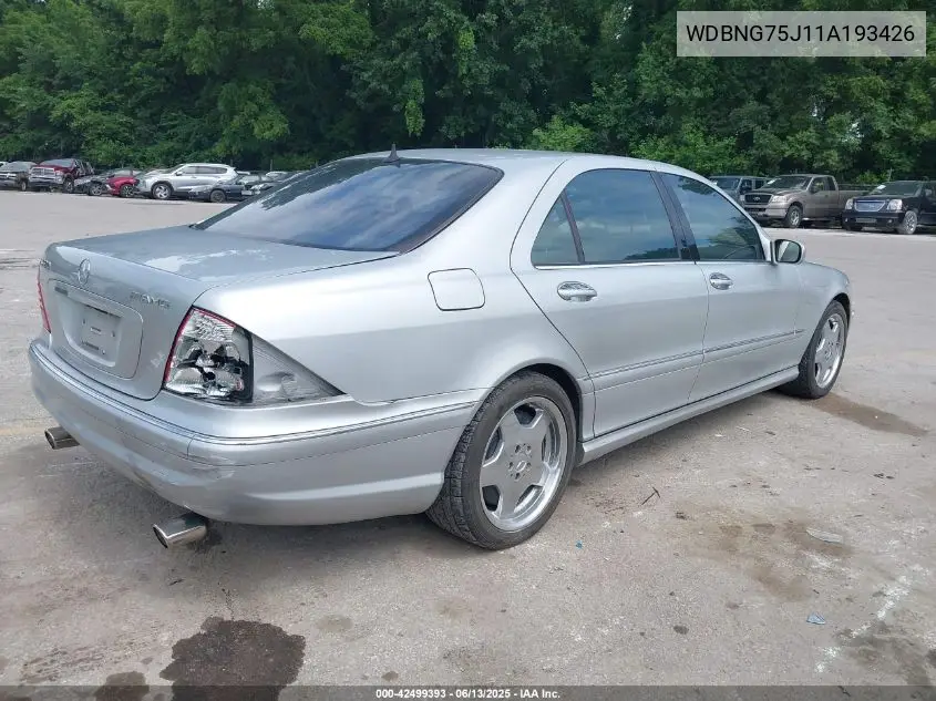 2001 Mercedes-Benz S 500 VIN: WDBNG75J11A193426 Lot: 42499393