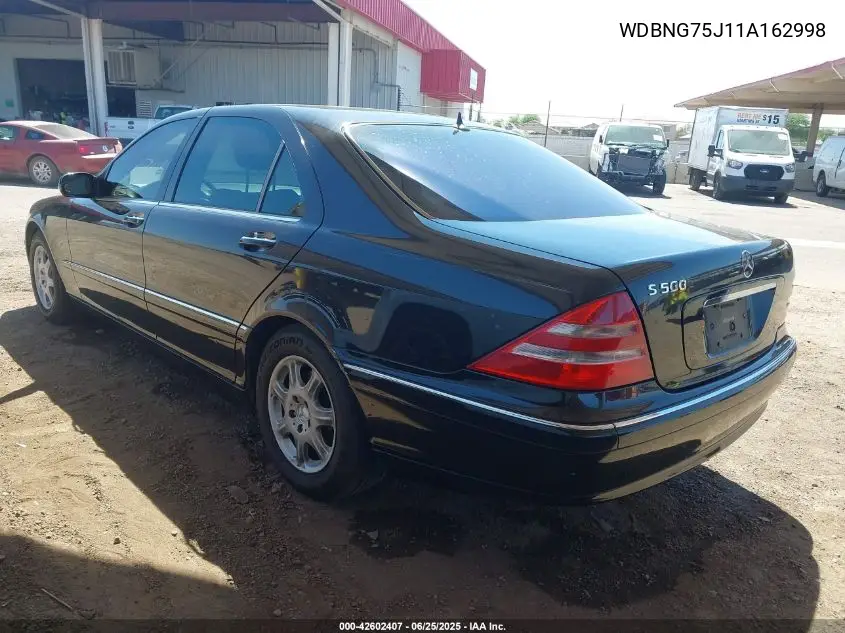2001 Mercedes-Benz S 500 VIN: WDBNG75J11A162998 Lot: 42602407