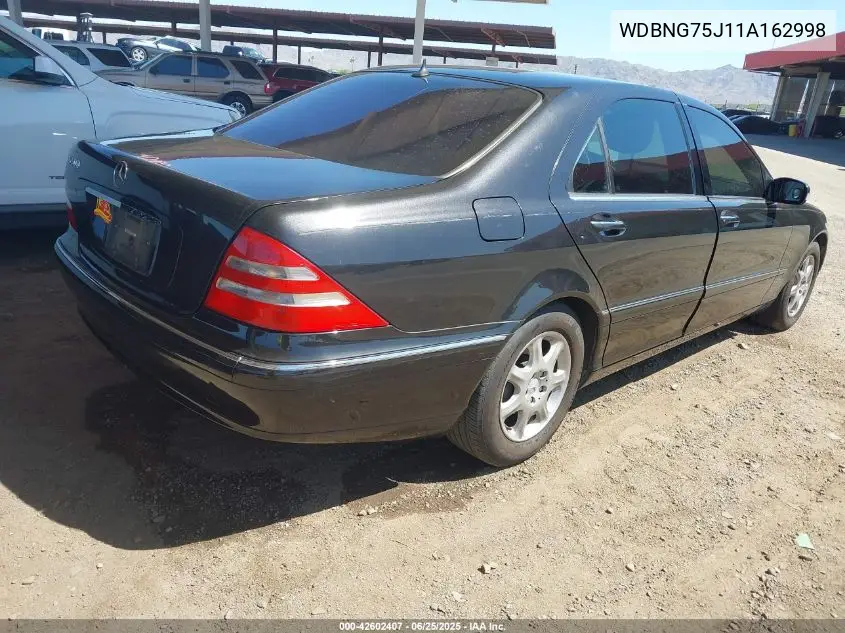 2001 Mercedes-Benz S 500 VIN: WDBNG75J11A162998 Lot: 42602407