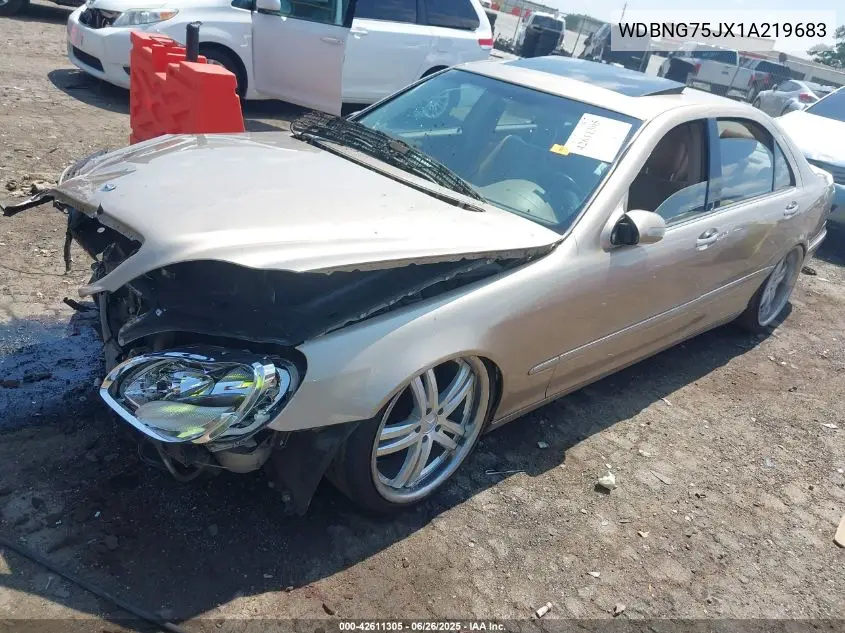 2001 Mercedes-Benz S 500 VIN: WDBNG75JX1A219683 Lot: 42611305