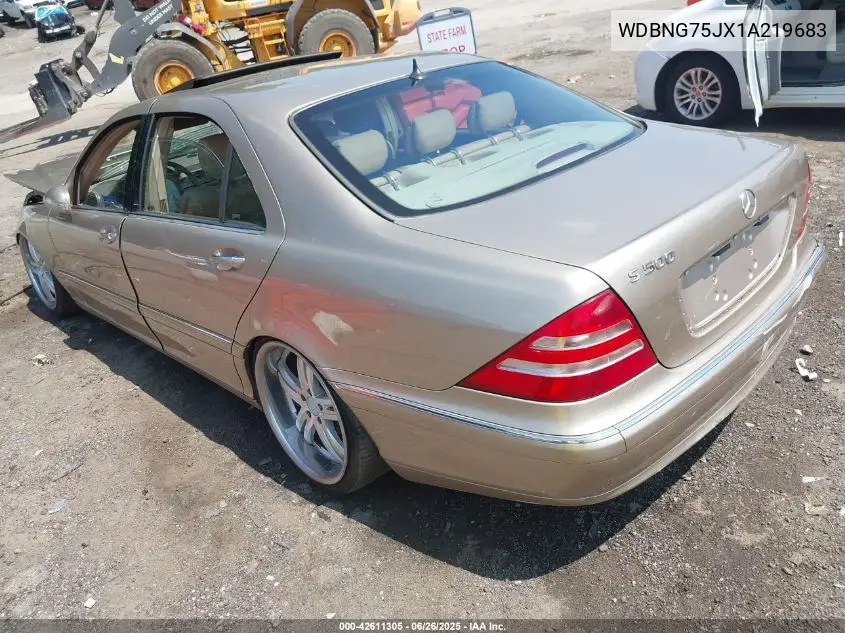 2001 Mercedes-Benz S 500 VIN: WDBNG75JX1A219683 Lot: 42611305