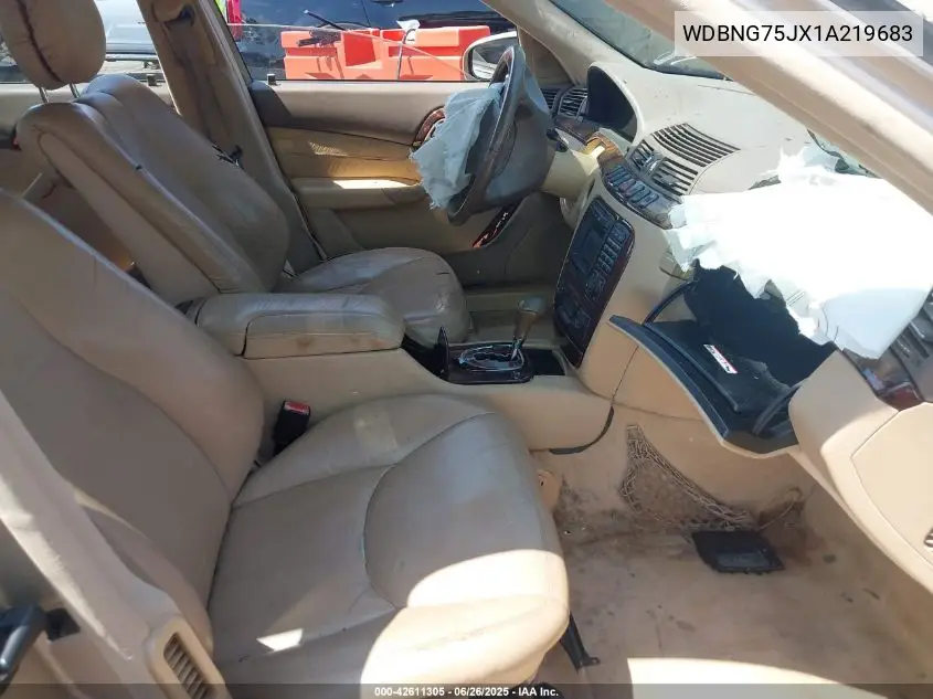 2001 Mercedes-Benz S 500 VIN: WDBNG75JX1A219683 Lot: 42611305