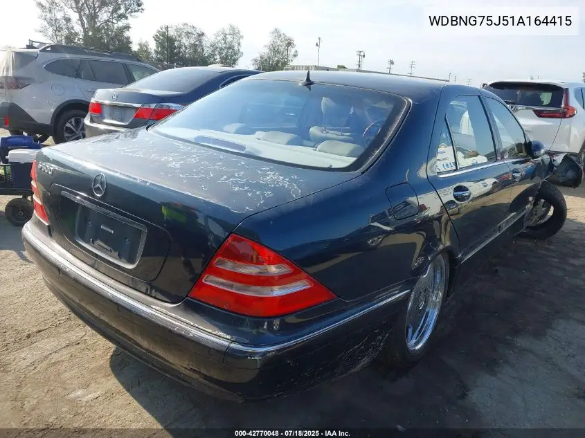 2001 Mercedes-Benz S 500 VIN: WDBNG75J51A164415 Lot: 42770048