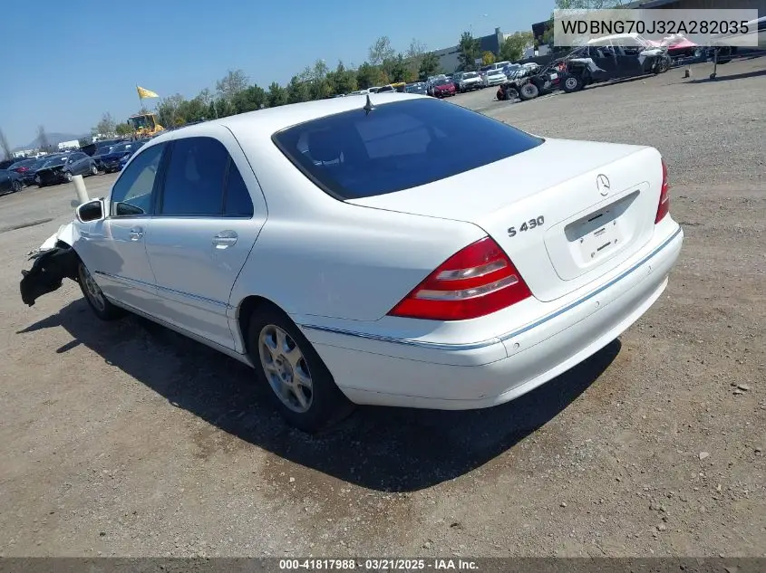 2002 Mercedes-Benz S 430 VIN: WDBNG70J32A282035 Lot: 41817988