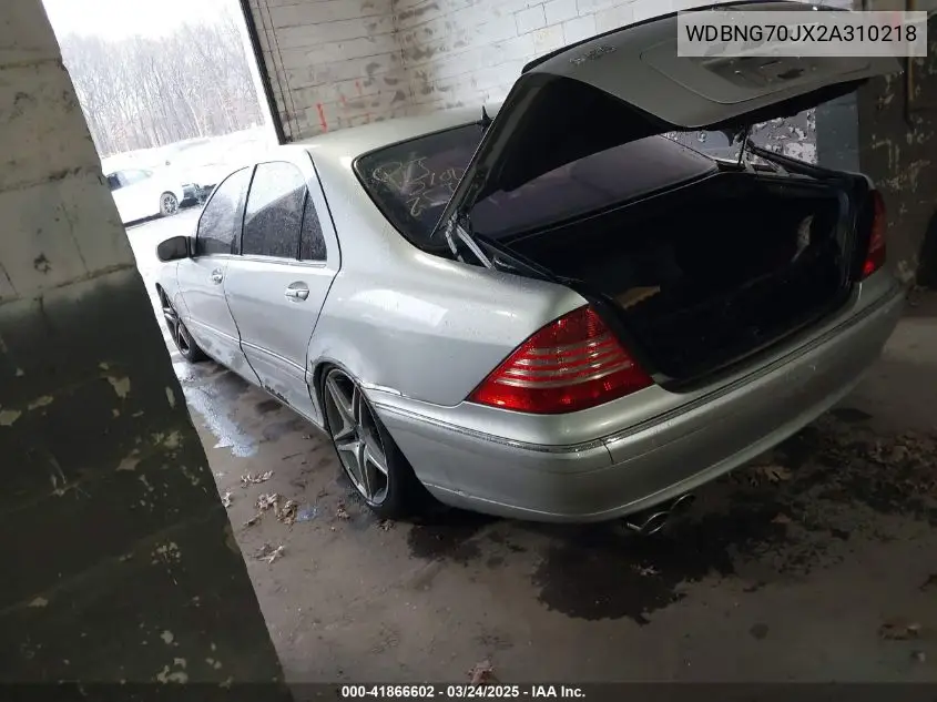 2002 Mercedes-Benz S 430 VIN: WDBNG70JX2A310218 Lot: 41866602