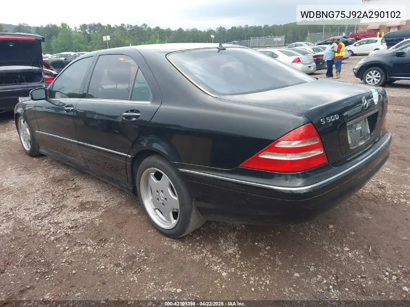 2002 Mercedes-Benz S 500 VIN: WDBNG75J92A290102 Lot: 42101398