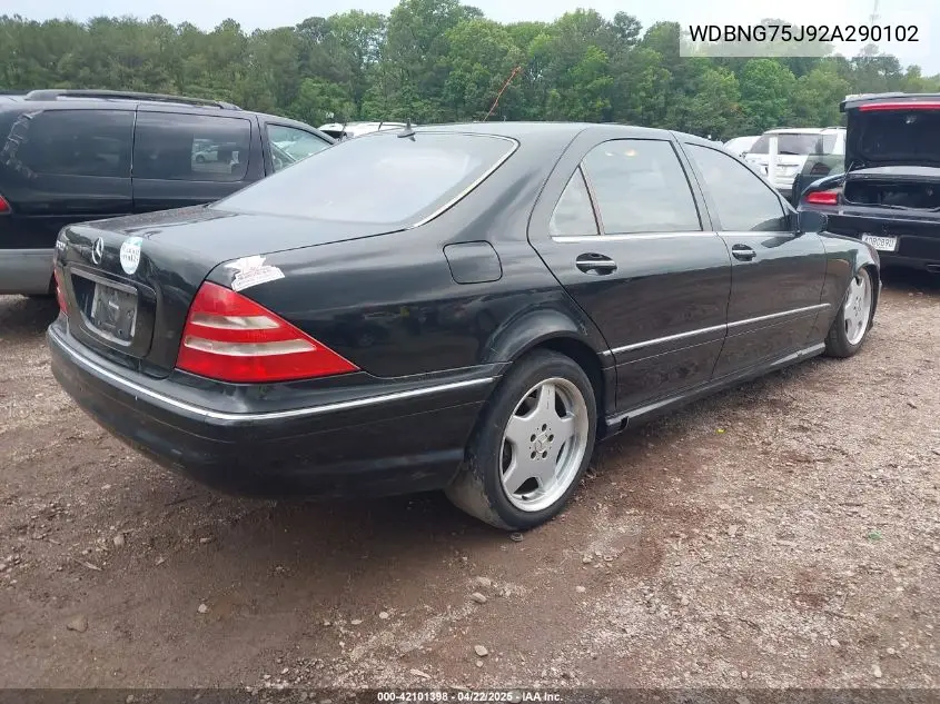 2002 Mercedes-Benz S 500 VIN: WDBNG75J92A290102 Lot: 42101398