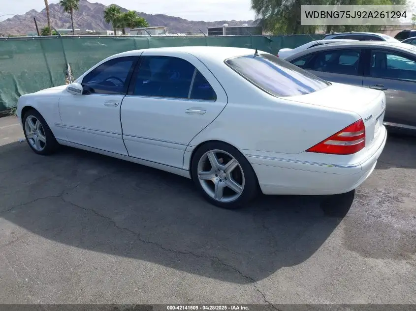 2002 Mercedes-Benz S 500 VIN: WDBNG75J92A261294 Lot: 42141509