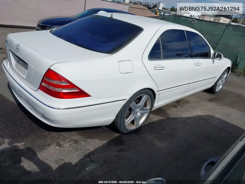 2002 Mercedes-Benz S 500 VIN: WDBNG75J92A261294 Lot: 42141509