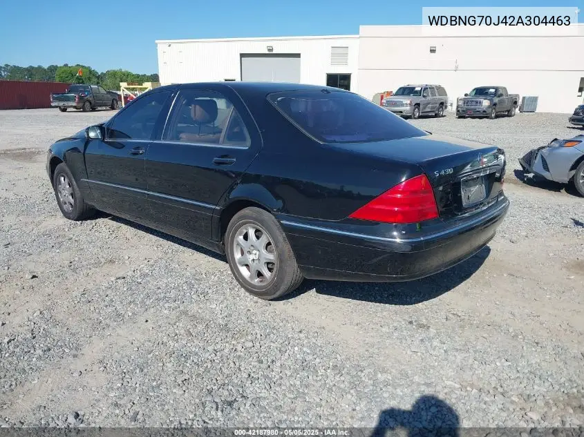 2002 Mercedes-Benz S 430 VIN: WDBNG70J42A304463 Lot: 42187980