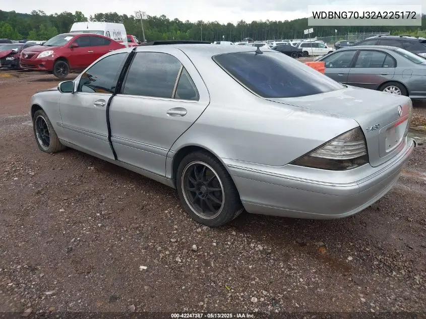 2002 Mercedes-Benz S 430 VIN: WDBNG70J32A225172 Lot: 42247387