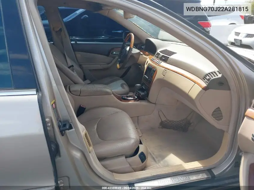 2002 Mercedes-Benz S 430 VIN: WDBNG70J22A281815 Lot: 42359849