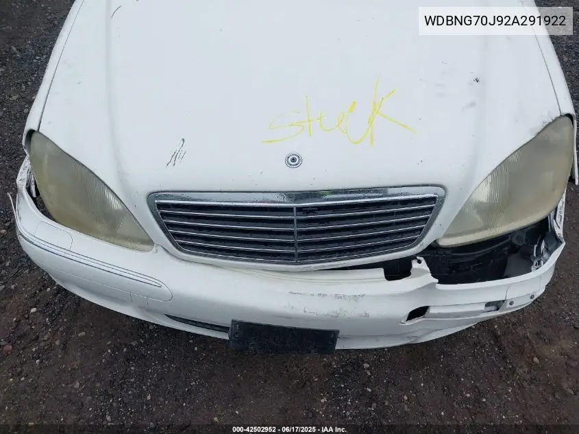 2002 Mercedes-Benz S 430 VIN: WDBNG70J92A291922 Lot: 42502952