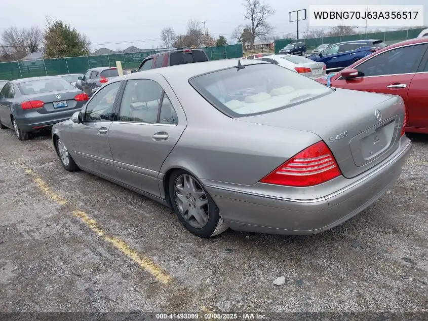 2003 Mercedes-Benz S 430 VIN: WDBNG70J63A356517 Lot: 41493099