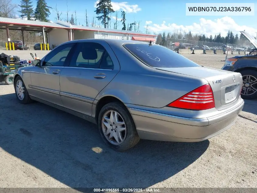 2003 Mercedes-Benz S 430 VIN: WDBNG70J23A336796 Lot: 41896565