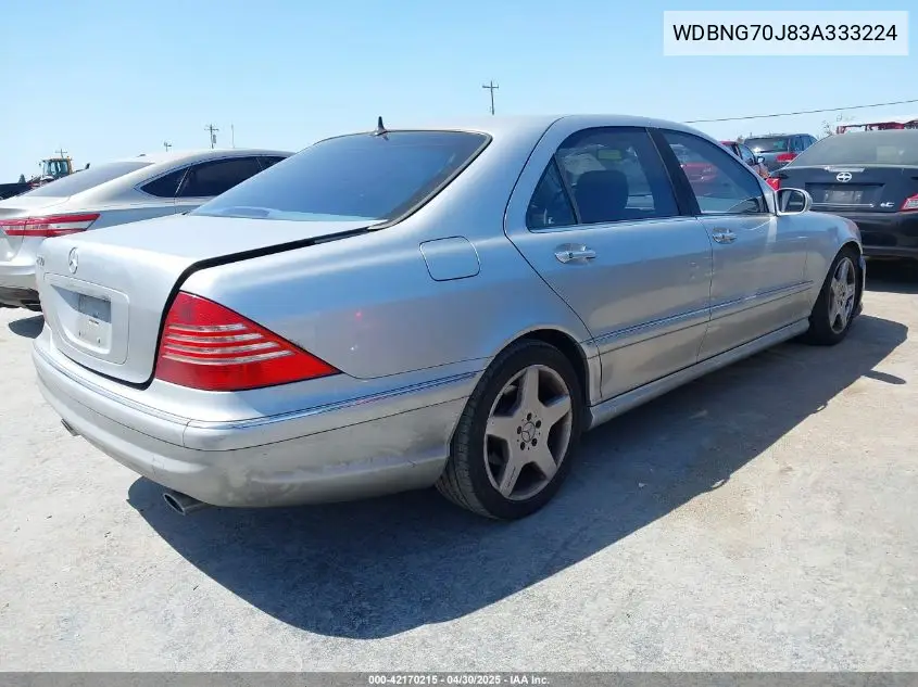 2003 Mercedes-Benz S 430 VIN: WDBNG70J83A333224 Lot: 42170215