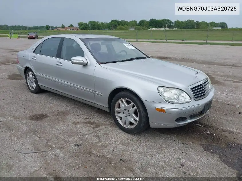 2003 Mercedes-Benz S 430 VIN: WDBNG70J03A320726 Lot: 42243066