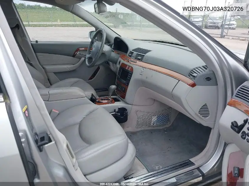 2003 Mercedes-Benz S 430 VIN: WDBNG70J03A320726 Lot: 42243066