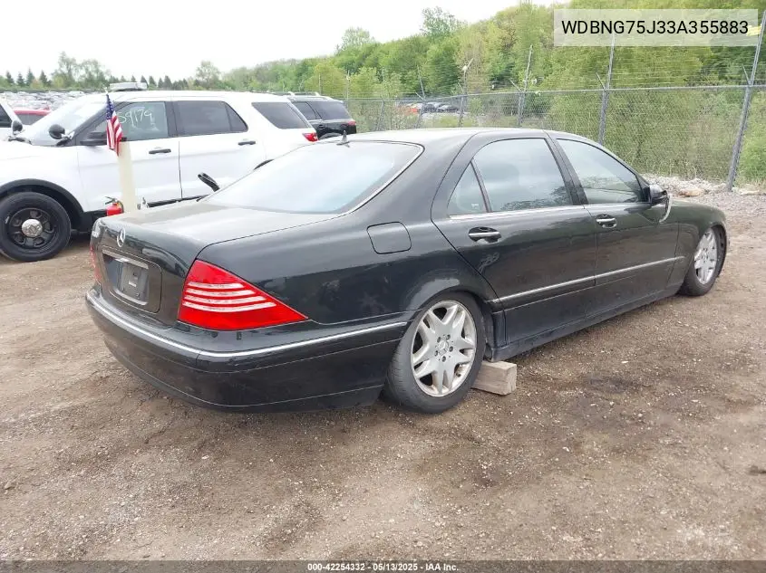 2003 Mercedes-Benz S 500 VIN: WDBNG75J33A355883 Lot: 42254332