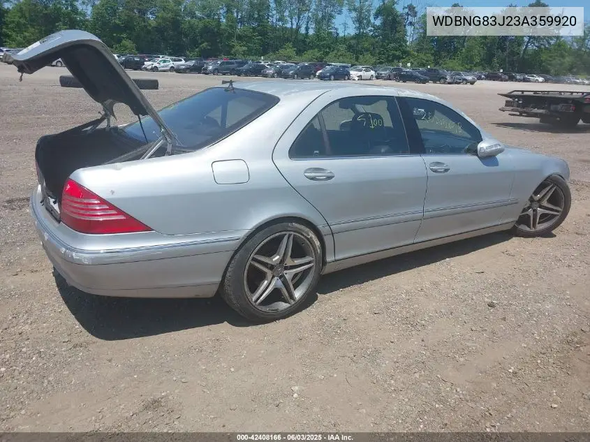 2003 Mercedes-Benz S 430 VIN: WDBNG83J23A359920 Lot: 42408166