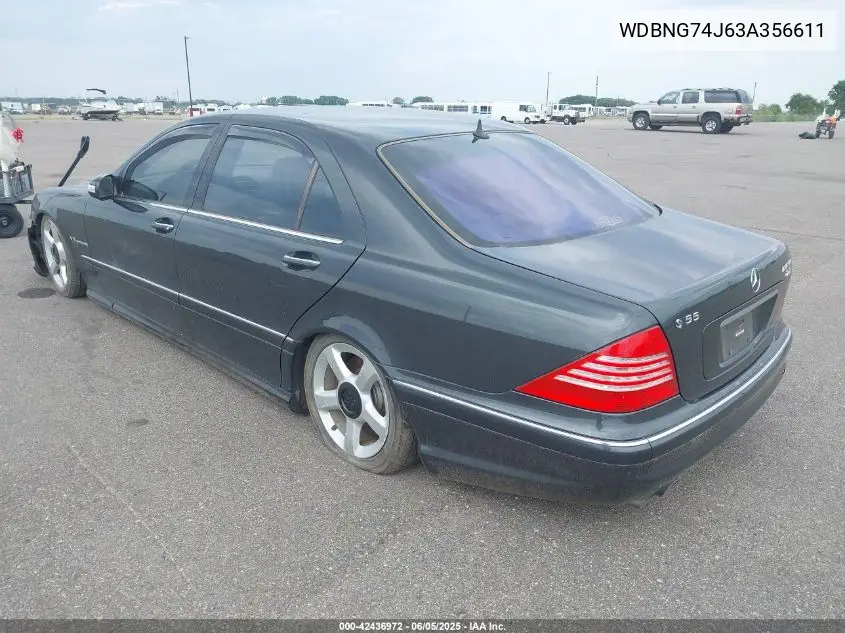 2003 Mercedes-Benz S 55 Amg VIN: WDBNG74J63A356611 Lot: 42436972