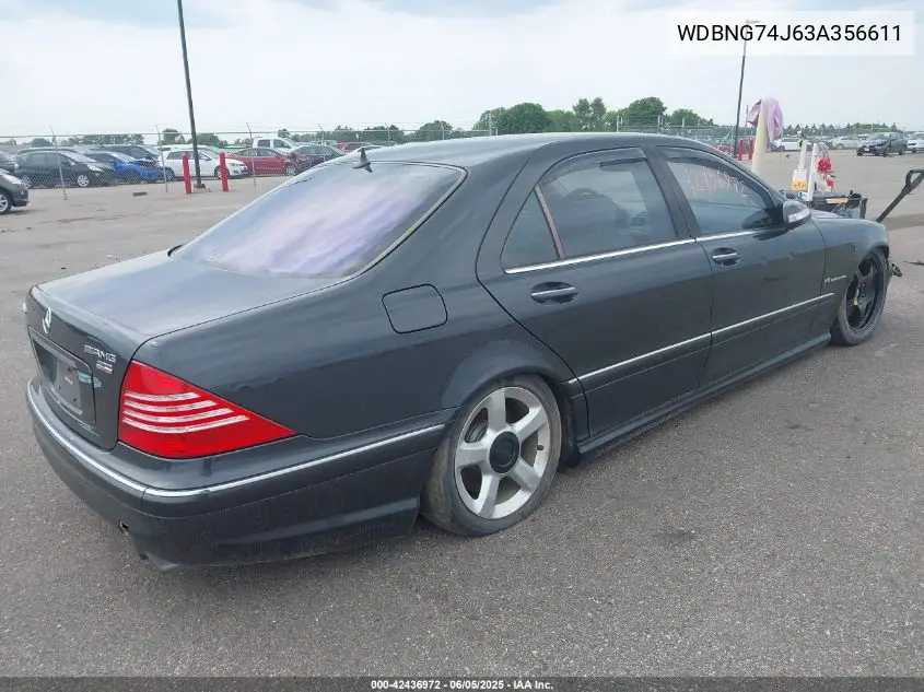 2003 Mercedes-Benz S 55 Amg VIN: WDBNG74J63A356611 Lot: 42436972